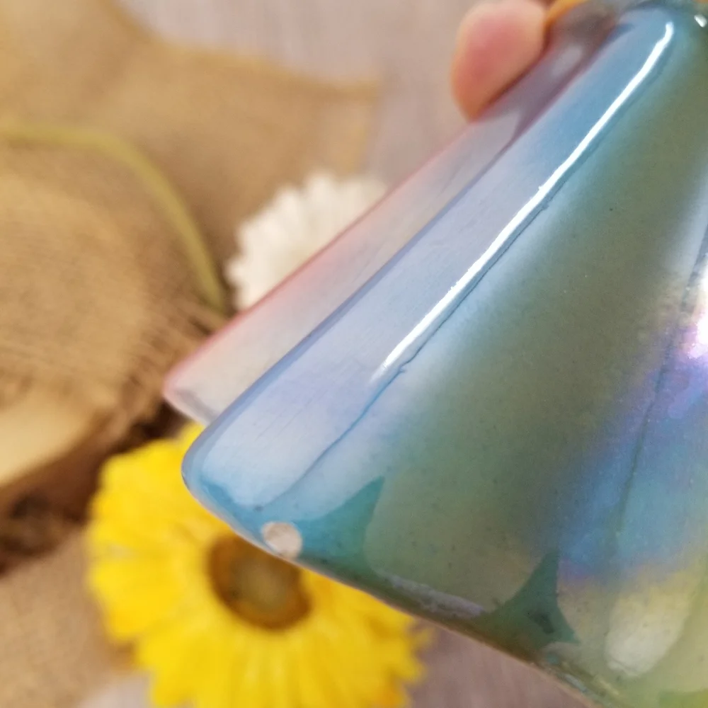 🎉HP🎉Stunning Italian rainbow luster glaze vase🌟 - Picture 15 of 16